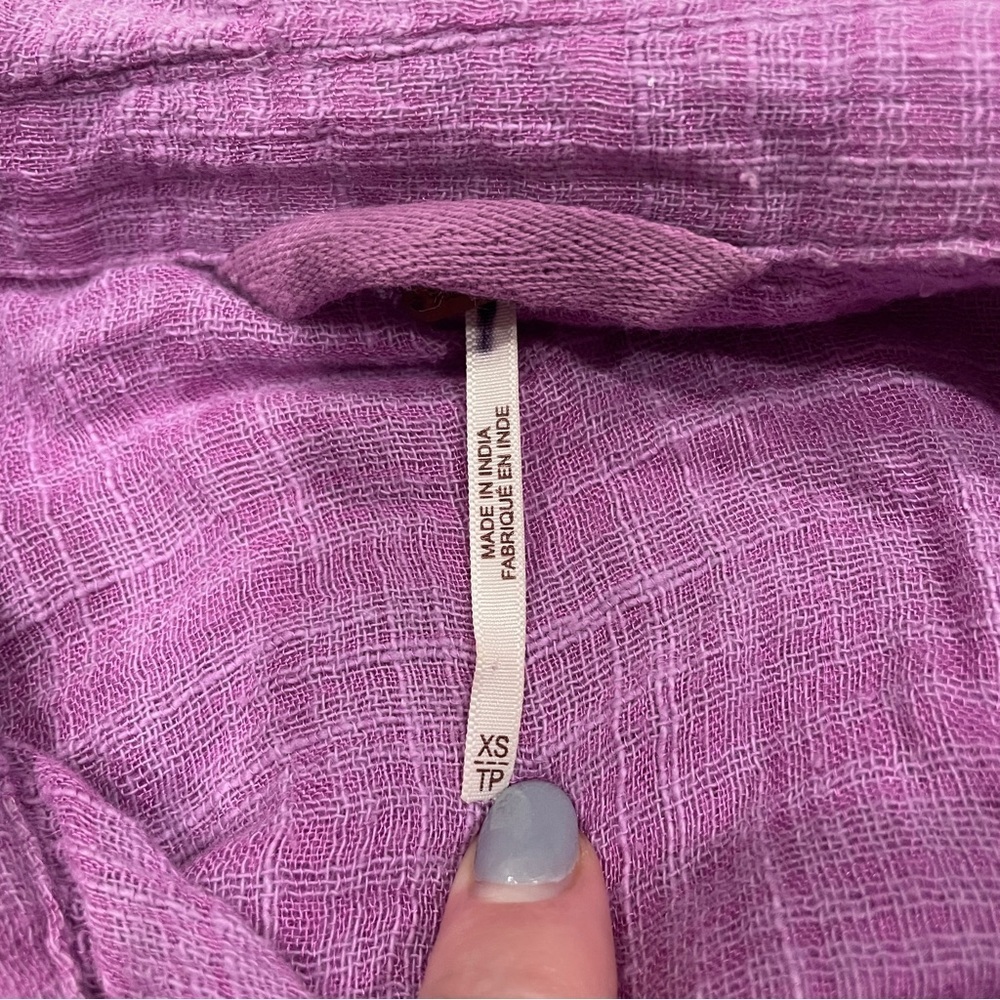 Free People Purple Plaid Button Down Long Sleeve - Picture 7 of 11